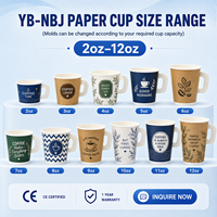 Machine automatique de fabrication de gobelets en papier YB-NBJ, 90-100 pièces/min, 2-12 oz, certifiée CE, production de gobelets jetables