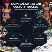Tenue de performance OEM pour le Carnaval de Trinité-et-Tobago : Combinaison Premium en Lycra à franges de strass, découpes et ornements en cristal, idéale pour le lundi