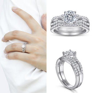 S925 argent ensemble mode Simple ensemble de bijoux Design de luxe mariée Zircon anneau boucles d'oreilles collier ensemble bijoux pour femmes - Product Image 5