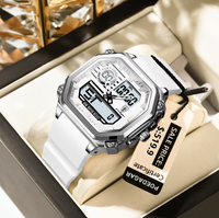 Jam Tangan Pria Poedagar 993 Silikon Tahan Air Digital Quartz Chronograph LED Dual Time Display Elektronik