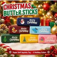 Jouets de décompression en gros en forme de bloc de beurre de Noël, jouets sensoriels à rebond lent à presser, nouveaux cadeaux de Noël anti-stress