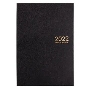 Benutzer definierte Jahres planer Bindung Gedruckt A5 Hardcover Schwarz PU Leder Notebook Ziel Journal 2024 Business Monthly Planner