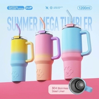 Gourde isotherme sous vide de 1200 ml (40 oz) en acier inoxydable 304, grande capacité, écologique, avec bouchon de protection pour paille, pour camping et sport