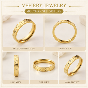 Wholesale Textured Gold Pattern <b>Stainless</b> <b>Steel</b> Fashion <b>Ring</b> <b>for</b> <b>Women</b> and Men - Product Image 3