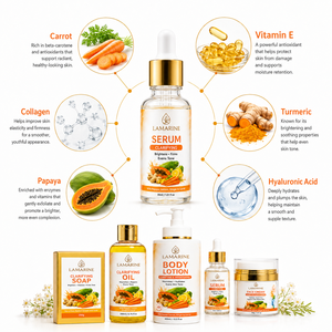 Ensemble de Soins Clarifiants Bio au Collagène, Vitamine E et Carotène pour l'Élimination des Taches Brunes et l'Éclaircissement du Teint – <span class=keywords><strong>Crème</strong></span> Visage pour Peaux Foncées – Vente en Gros OEM - Product Image 4