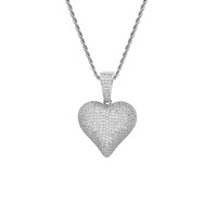 Pendentif d'amour, bijoux hip-hop, accessoires rap, colliers superposés pour hommes et femmes, laiton et zircon, pendentif cœur pêche.