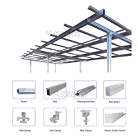 Kit de carport solaire imperméable le plus vendu, cadre en aluminium anodisé argenté, supports de montage, garantie 10 ans, durée de vie 25 ans