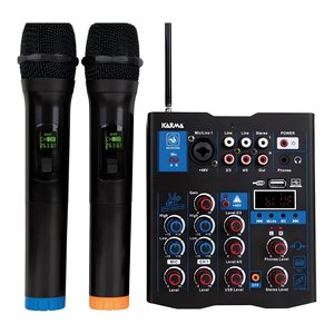 Pack de mixage DJ avec deux micros radio VHF noirs MXW 5 - Product Image 1