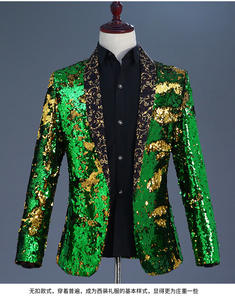 红色亮片披肩领西装外套男士婚礼新郎派对燕尾服西装外套男士 DJ 夜店舞会舞台歌手服装男士 - Product Image 5