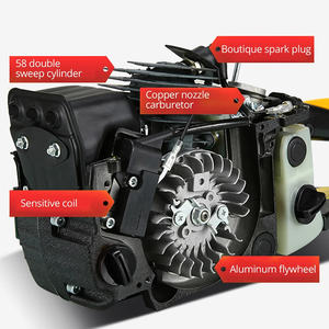 Tronçonneuses à essence 7000w 14300rpm 20'' 75CC <span class=keywords><strong>2</strong></span> <span class=keywords><strong>temps</strong></span>, tronçonneuse à essence à double balayage 58, réservoir de carburant transparent - Product Image 4