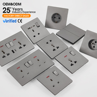 Interrupteur de sécurité pour enfant KESHIQI, norme britannique, certifié CE, 13A, ultra fin, gris mat, en polycarbonate, pour maison et hôtel