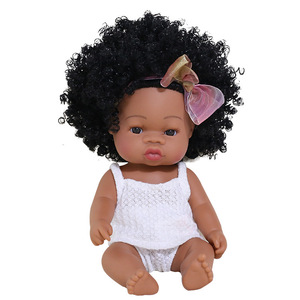Vente en gros 14 pouces 33Cm Reborn Africain Caoutchouc <span class=keywords><strong>Dolly</strong></span> Avec Mousseline Combinaisons Arc Bandeaux Vêtements Ensemble Poupées Pour Les Filles - Product Image 4