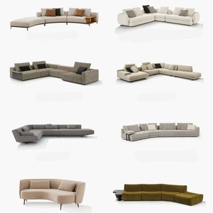 Sofá moderno de tela con forma de cuero para sala de estar, hotel, villa, apartamento, centro comercial o sótano - Product Image 4