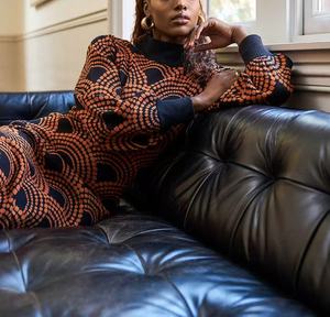 Ceinture africaine en cire Vêtements élégants en cire pour femmes Robes mi-longues à la mode <span class=keywords><strong>Robe</strong></span> africaine imprimée - Product Image 2