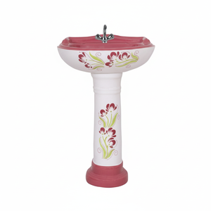 Lavabo de baño de pedestal moderno con pedestal completo y lavabo de mano - Product Image 1