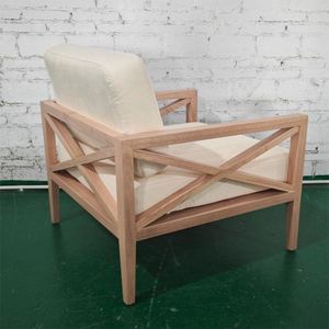 Fauteuil d'extérieur <span class=keywords><strong>en</strong></span> teck avec coussins beiges et structure <span class=keywords><strong>en</strong></span> X - Product Image 6