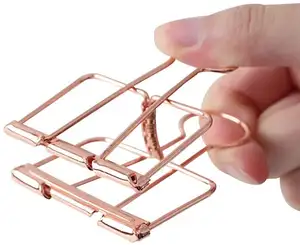 Emballage en vrac Clips de reliure évidés en or rose de 32mm, clip de reliure sculpté pour l'argent, usage de bureau