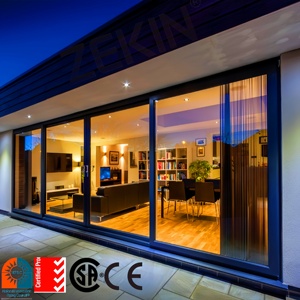 ZEKIN Puertas Corredizas de Aluminio Personalizadas <span class=keywords><strong>para</strong></span> <span class=keywords><strong>Patio</strong></span> y Balcón, Puertas de Vidrio Templado Doble, Puertas Corredizas de Aluminio de Alta Resistencia - Product Image 1