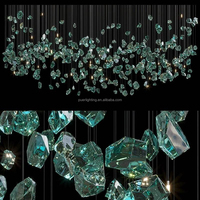 Lustre en cristal irrégulier d'art moderne personnalisé, luminaire suspendu en acier inoxydable de haute qualité pour villa, hôtel, hall d'entrée, escalier