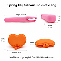 Sac cosmétique portable en silicone ODM, porte-pinceaux de maquillage, trousse de toilette étanche, clip à ressort, 26,5 cm, pour femmes et filles