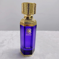 Botol Parfum Kaca Kosong Heksagonal Unik 30ml 50ml 100ml Terlaris dengan Pompa Semprot dan Tutup Emas/Perak Warna Kustom untuk Produk Premium