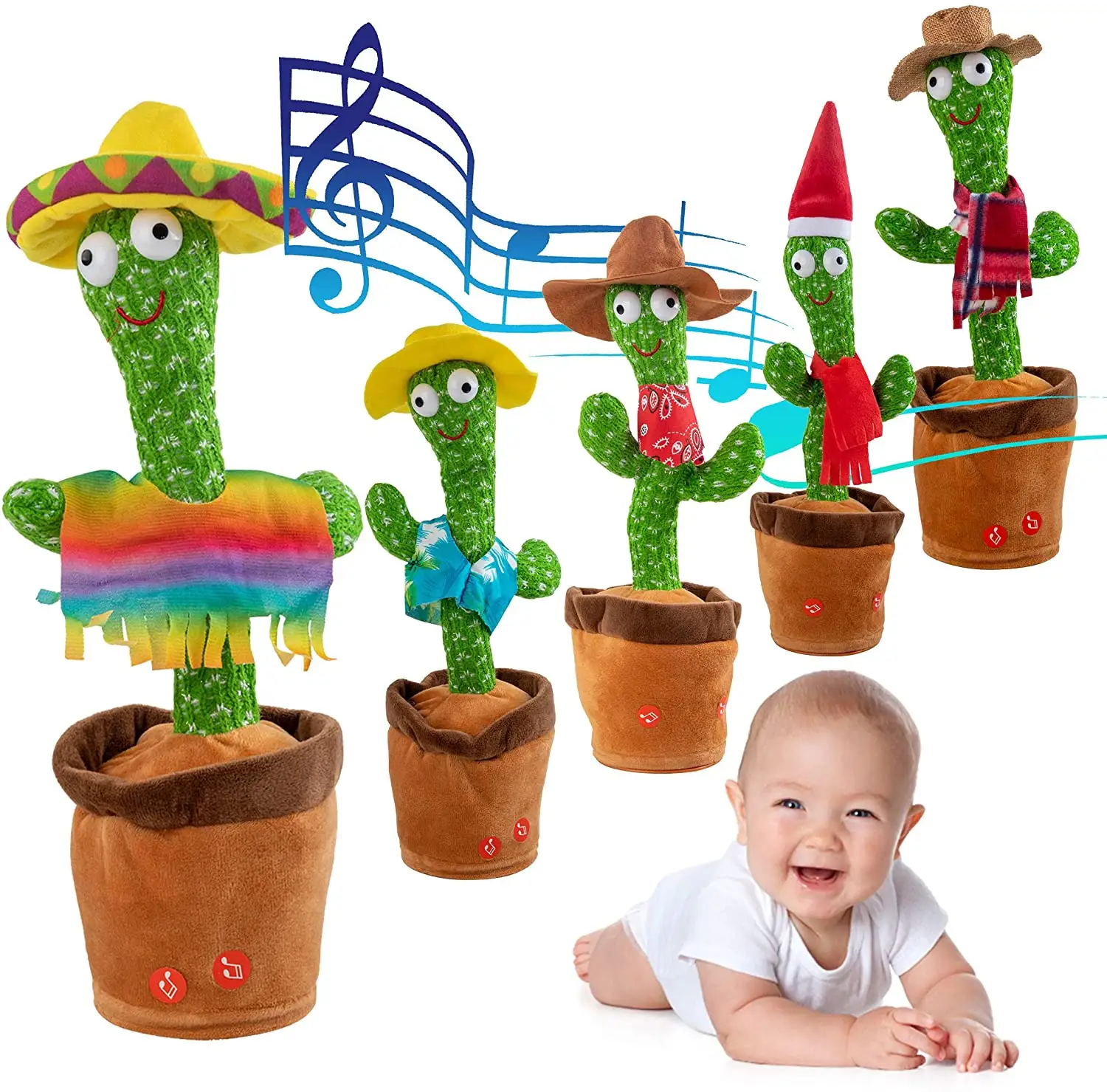 Лидер продаж на Amazon, Детская плюшевая кукла-кактус, забавная милая игрушка-кактус для раннего развития