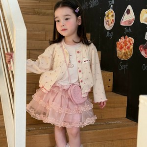 Girls Korean Style Floral <b>Cardigan</b> Skirt Set Cotton Three Piece <b>Spring</b> Outfit For Kids - Product Image 4