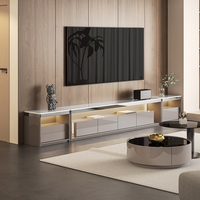 Ensemble meuble TV et table basse en pierre écologique de luxe italien, style contemporain, pour salon, usage domestique