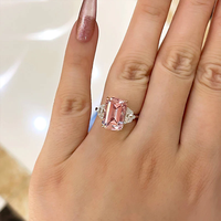Sgarit Fabricant 6ct Naturel Rose Morganite Bague Emeraude Coupe S925 Argent Fine Jewelry Moissanite Ring Collection