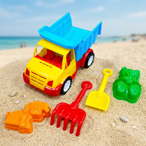 TOYBOLA Kids Beach Tipper Truck <b>Toy</b> <b>Set</b> with Rake Shovel Sand Molds-Plastic Sand Play in Mesh Bag - Product Image 3