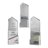 Trophée en marbre éco-responsable, trophée en verre cristal 3D carré sablé en forme de flamme, récompense personnalisée en gros