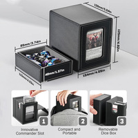 Boîte de rangement Commander avec fenêtre de visualisation, porte-cartes magnétique 35pt, plateau à dés, boîte de jeu TCG pour 100+ cartes à double pochette