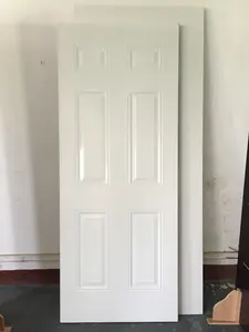 6 панелей 6 Lite вгрунтованная белая зернистая поверхность Входная наружная стальная дверь с деревянной сосновой дверью