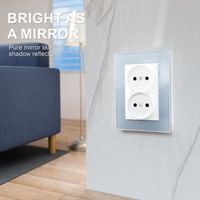 Prise murale double 120*86mm avec panneau en verre trempé 250V ~ 16A blanc noir or gris couleur prise murale 2 groupes