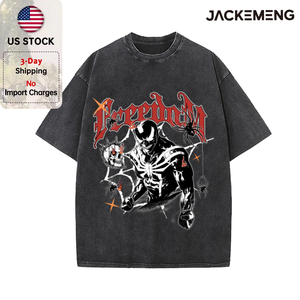 Oversized Washed Retro <strong>Superhero</strong> Dark Streetwear Print <strong>Tshirt</strong> USA Stock Wholesale Y2K Casual Tee - Product Image 4