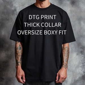 เสื้อยืดพิมพ์ลายกราฟิกเฮฟวีเวตของผู้ชายเสื้อแนวสตรีทผ้าคอตตอนขนาดใหญ่โชว์ไหล่250gsm ออกแบบได้ตามต้องการ - Product Image 2