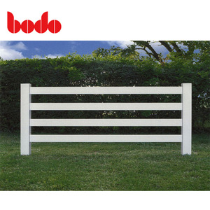 Recinzione in Vinile per Cavalli, Economica Recinzione Agricola, Palo in PVC Protetto dai Raggi UV, 3 Traverse, Bianco e Nero, Recinzione in Plastica per Esterni - Product Image 1