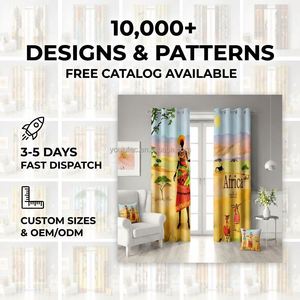 <span class=keywords><strong>Rideaux</strong></span> occultants haut de gamme 95% avec impression 3D afrocentrique personnalisable, motifs artistiques colorés de femmes africaines, bordure tribale, à œillets, 100% occultants - Product Image 6