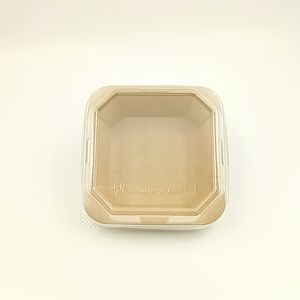 Tazón Rectangular Desechable de Papel Kraft Marrón con Tapa, Impresión Personalizada, para Envasado de Ensaladas para Llevar - Product Image 4