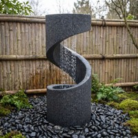 Fuente de Agua Interior y Exterior Ecológica de Resina con Forma Geométrica Moderna 2026, Cascada con Luz LED, Novedades