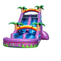 Toboggan aquatique gonflable sur le thème du paradis tropical, piscine à jets d'eau, équipement de jeu pour enfants, aventure sur l'île, qualité commerciale, respectueux de l'environnement