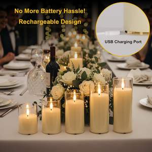 Acrylic Flickering Led <b>Pillar</b> <b>Candles</b> Battery Operated <b>Candles</b> Flameless <b>Candles</b> for Romantic Ambiance Home Decoration - Product Image 2