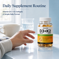 Complément Nutritionnel Quotidien Premium Vitamine D3 Plus K2 en Capsules Molles Formule Personnalisée Marque Blanche Vente en Gros pour Adultes