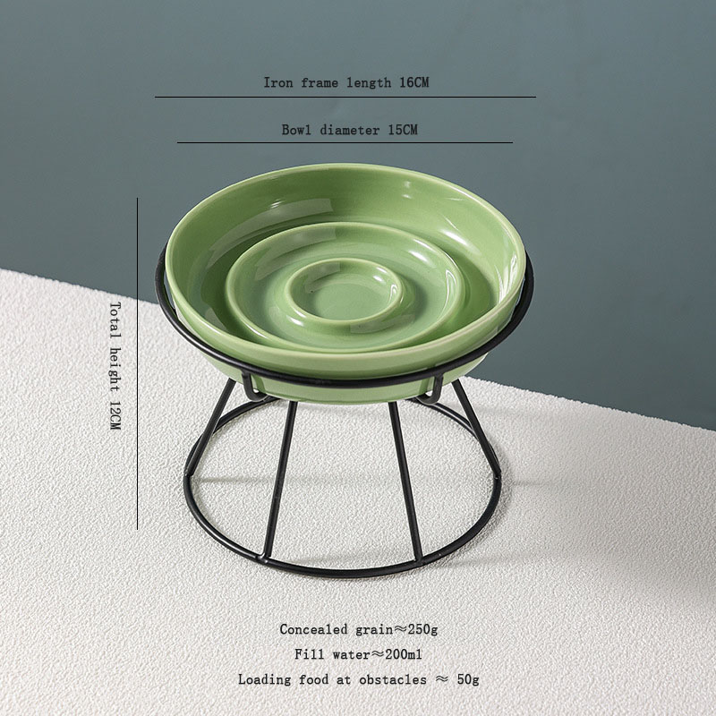 Green cat stand bowl