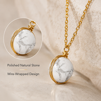 Collier pendentif en turquoise blanche naturelle, enroulé sur fil, chaîne en acier inoxydable, à porter au quotidien, cadeau
