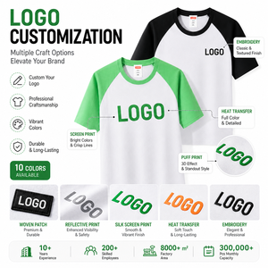 T-shirt Raglan 100 % Coton Personnalisable avec Logo, Manches Contrastantes, Style Baseball, 170g, Bicolore, Vente en Gros - Product Image 2
