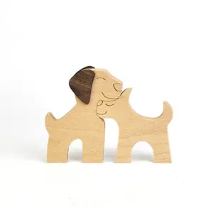 High Quality Nordic Style Puppy Family Creative Toy Decoration Wooden Ornaments Desktop Home Crafts Gifts