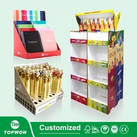 Présentoir en carton pour supermarché personnalisé au détail Présentoir Pop pour carnet de notes à encre crayon Présentoir d'autocollants pour stylo de papeterie