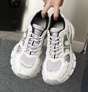 Chaussures de sport décontractées en cuir véritable de créateur haut de gamme, à lacets, semelles épaisses, respirantes, plates, pour hommes et femmes - Product Image 3