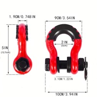 4.75 Ton D Ring Shackle Heavy Duty Galvanized Steel Bow Shackle with Rubber Washer Offroad Recovery Shackle for Vehicle Rescue